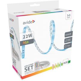 Avide LED Ταινία Blister 12V 22W RGB 2x5m με Έλεγχο Μουσικής + IR Τηλεχειριστήριο