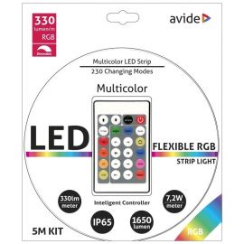 Avide LED Ταινία Blister 12V  7.2W SMD5050 30LED IC RGB IP65 5m + Smart Ελεγκτής