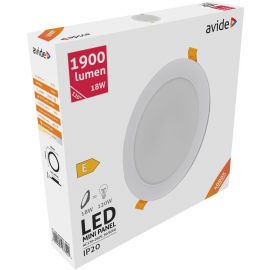 Avide LED Φωτιστικό Οροφής Χωνευτό Στρογγυλό Πλαστικό 18W Λευκό 4000K