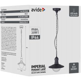 Avide Εξωτερικό Φωτιστικό Οροφής Imperial 1xE27 IP44 Μαύρο