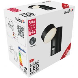 Avide Εξωτερικό Φωτιστικό Τοίχου Siraz LED 12W με motion Αισθητήρας Κίνησης Θερμό 3000K IP54