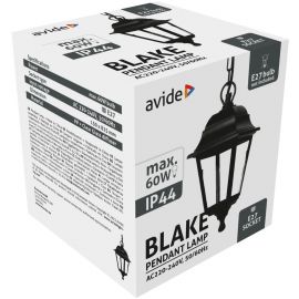 Avide Εξωτερικό Φωτιστικό Οροφής Blake 1xE27 82.5cm IP44 Μαύρο