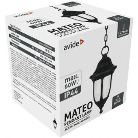 Avide Εξωτερικό Φωτιστικό Οροφής Mateo 1xE27 IP44 Μαύρο