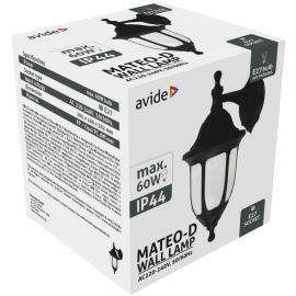 Avide Εξωτερικό Φωτιστικό Τοίχου Mateo-D 1xE27 IP44 Μαύρο