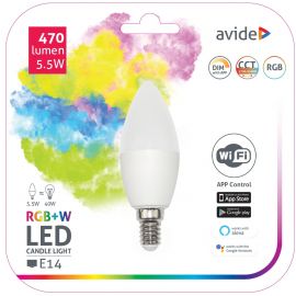 Avide LED Smart Κερί 5.5W RGB+W WIFI APP Control