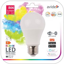 Avide LED Smart Κοινή A60 9.4W RGB+W WIFI + BLE APP Control