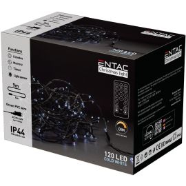 Entac Χριστουγεννιάτικα Λαμπάκια IP44 120 LED Ψυχρό 9m με Τηλεχειριστήριο