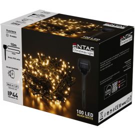 Entac Χριστουγεννιάτικα Λαμπάκια IP44 100 LED Θερμό 10m με Ηλιακό Πάνελ