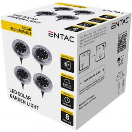 Entac Ηλιακό Κήπου 10cm Ανοξείδωτο ατσάλι 8 LED Φως Δαπέδου (4τμχ)