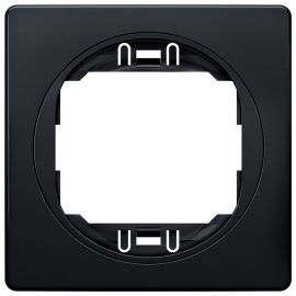 EON E6801.E1E One-gang frame 80x80, soft-touch black with black holder