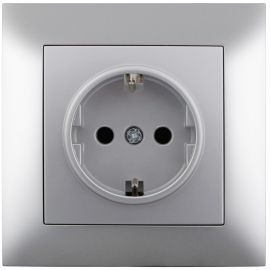 Entac Arnold Recessed wall socket earthed Silver