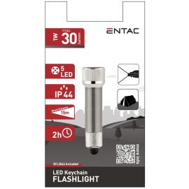 Entac Φακός 5 LED Μπρελόκ Ασημί