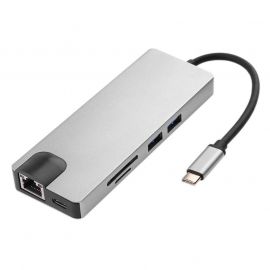 Μετατροπέας 8in1 USB C hub RJ45 HDMI USBx2 VGA SD TF USB3.0x2