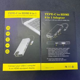 Μετατροπέας 8in1 USB C hub RJ45 HDMI USBx2 VGA SD TF USB3.0x2